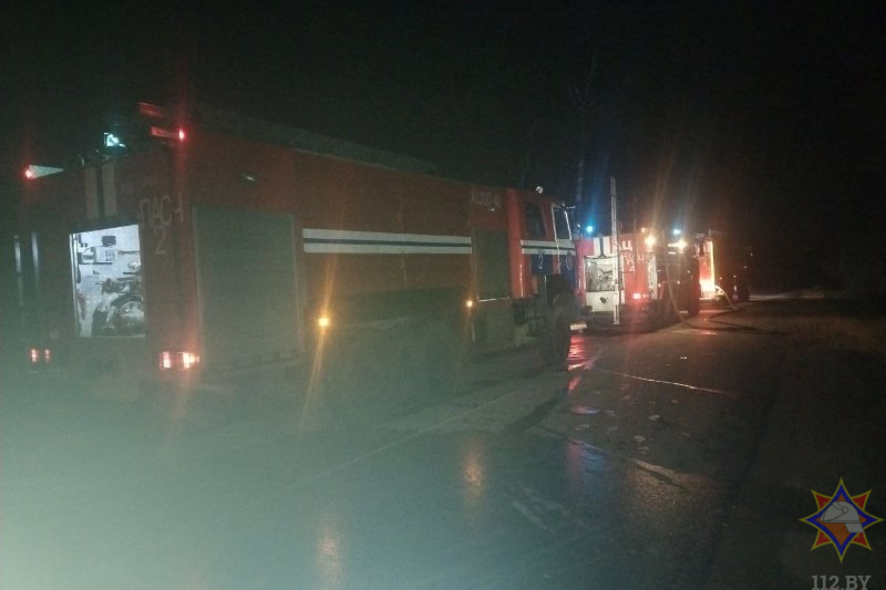 Спасатели, прибывшие на место пожара в Оршанском районе.