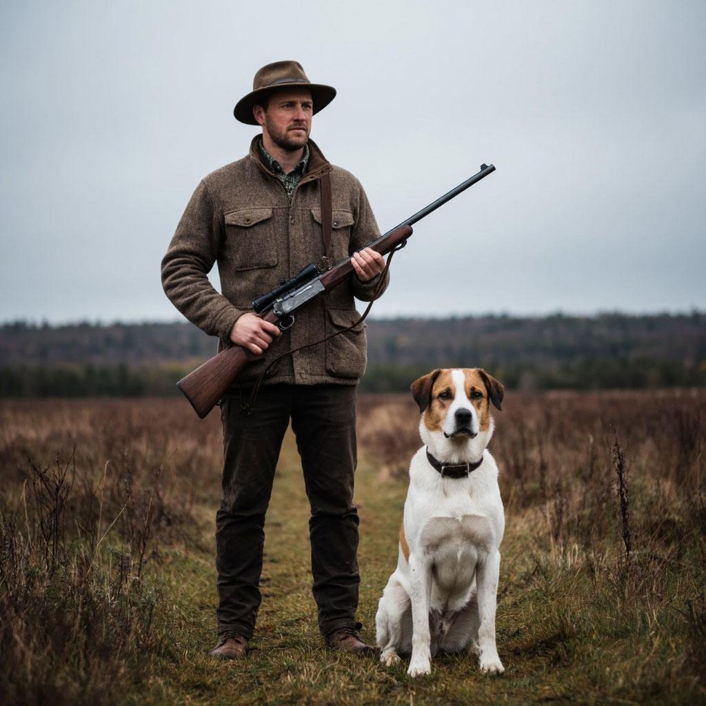 охотник с собакой