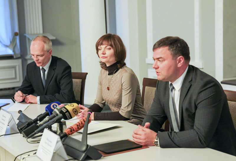 Во время пресс-конференции первого заместителя председателя Национального банка Беларуси Тараса Надольного. Фото Рамиля Насибулина, БелТА.